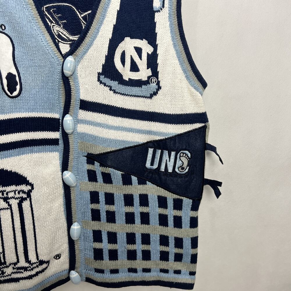 Birch Bros Vintage North Carolina Tar Heels Embroidered Knit Vest NCCA Small - Picture 3 of 10
